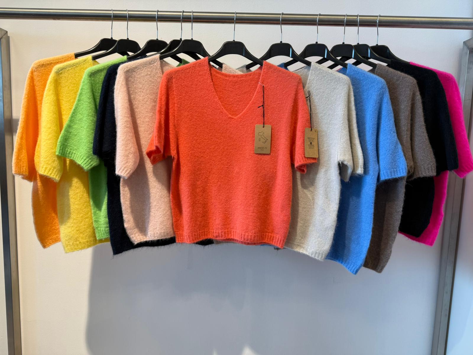 V-Neck Fluffy Knit Top