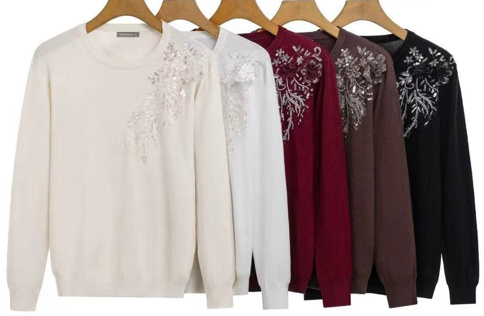 Embroidered Sequin Detail Knit Sweater