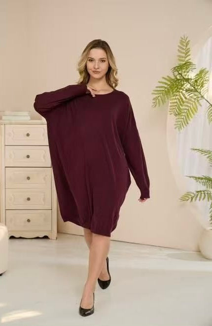 Oversized Knit Round-Neck Dress