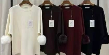 Faux Fur Cuff Knit Top