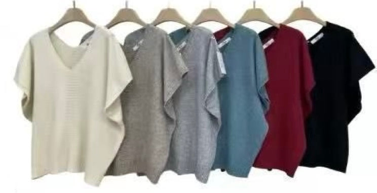 Relaxed V-Neck Knit Top
