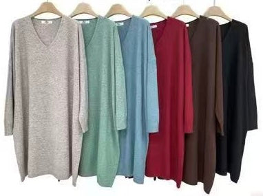 Oversized V-Neck Knit Tunic