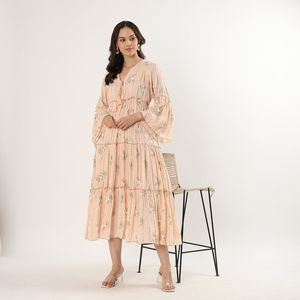 Peach Floral Dress