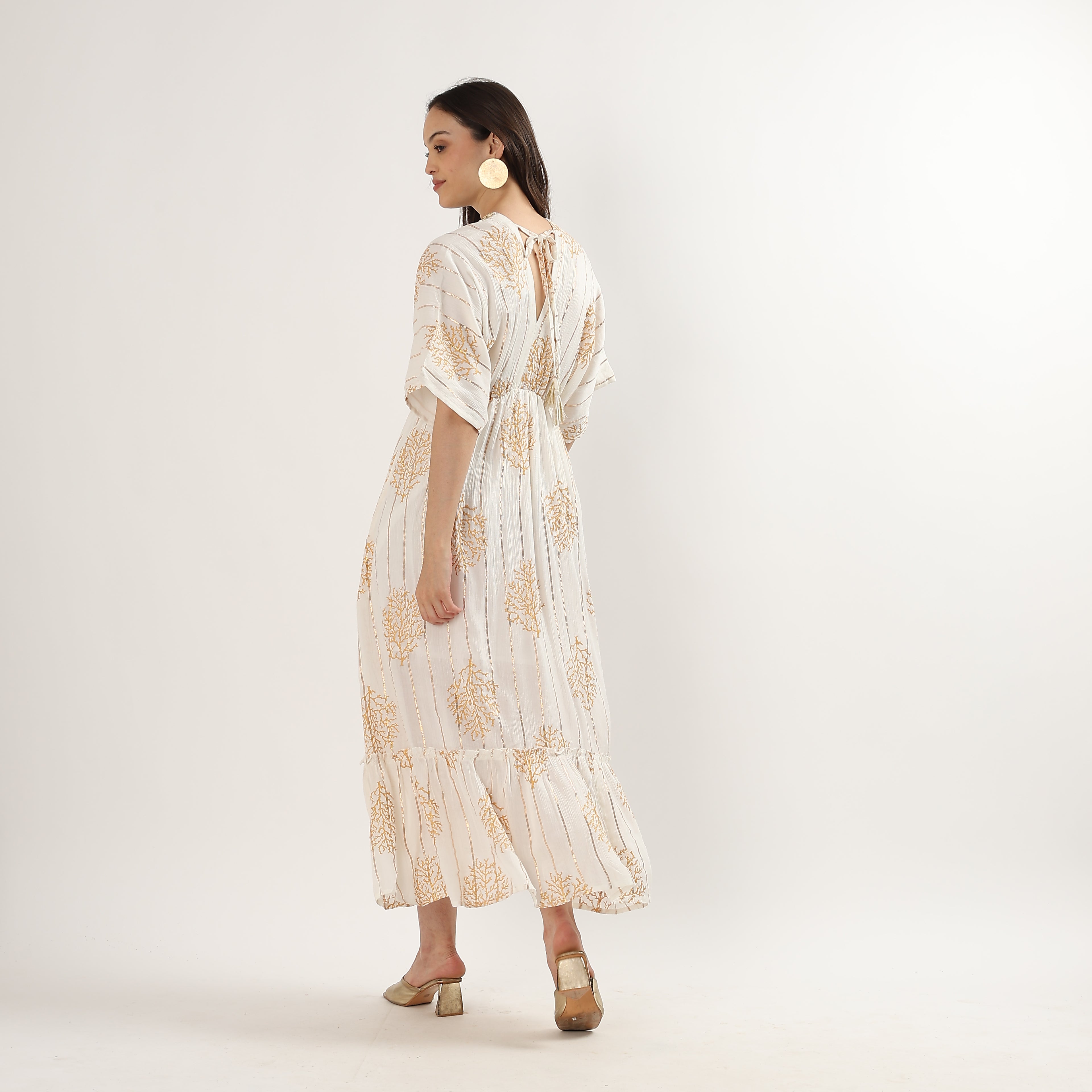 Kaftan Gold and White